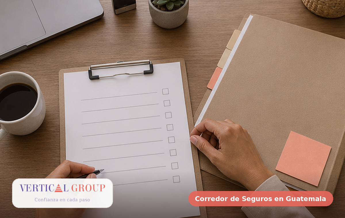 Foto realista de personas revisando documentos para empresas de mantenimiento en Guatemala