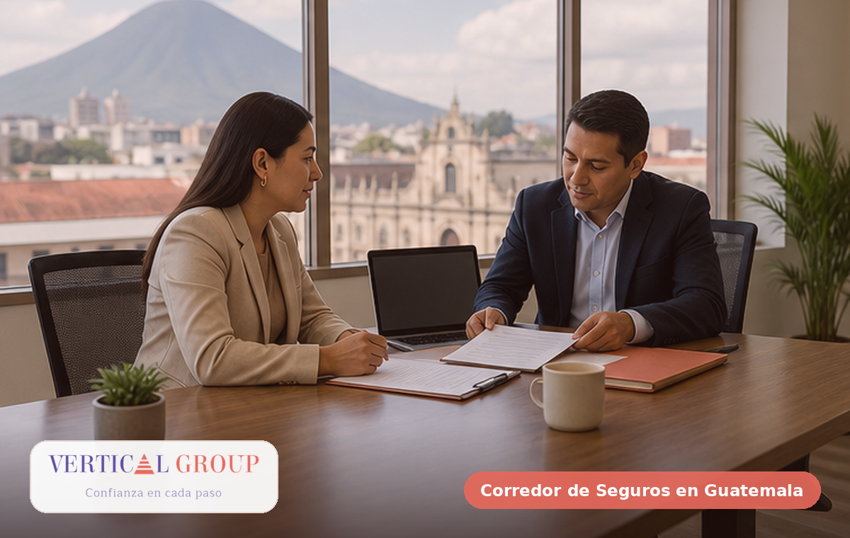 Foto realista de personas revisando documentos para seguro para primer carro en Guatemala