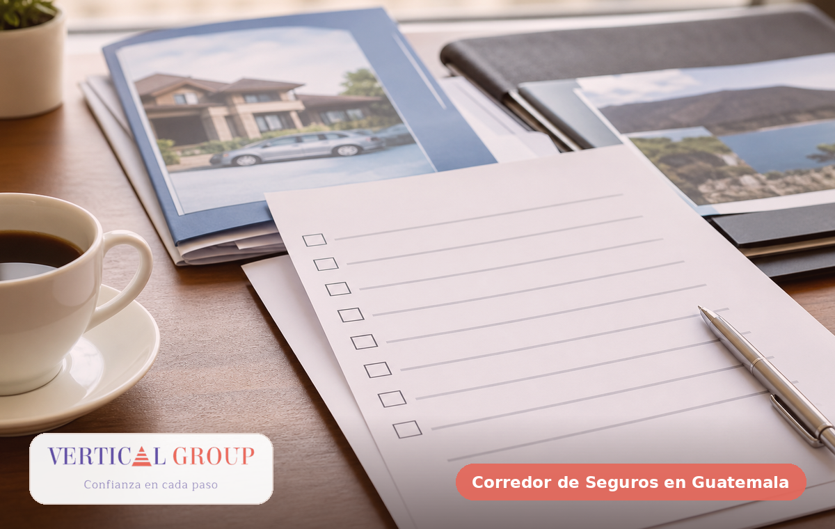 Foto realista de checklist físico para seguro de auto en Guatemala