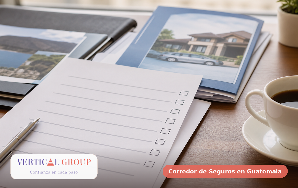 Foto realista de checklist de seguro médico con documentos y presupuesto familiar