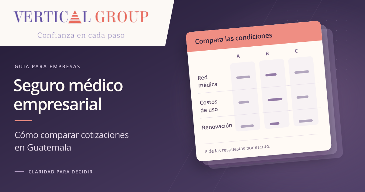 Comparación de propuestas de seguro médico empresarial por red médica, costos de uso y renovación.